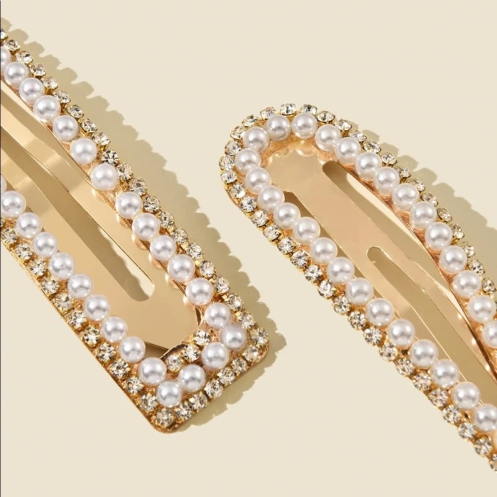 🆕 Faux Pearl + Rhinestone Snap Clips - Picture 3 of 4